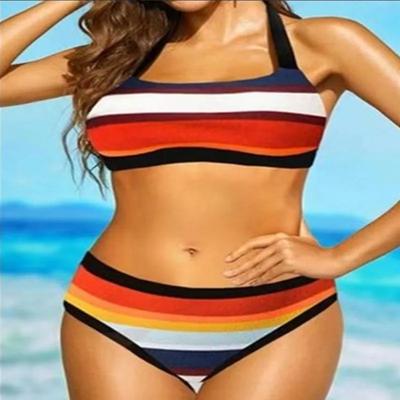 Rainbow Striped Sexy Swimsuits Push Up Bikini Female Swimwear Beach Wear Bikinis Women's Swimming Bathing Suit