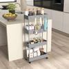 Kitchen Cart with 4 Shelves, 4 Flexible Hooks, 4 Wheels, 40 Cm X 19 Cm X 90 Cm, Narrow Gap Cart, Grey