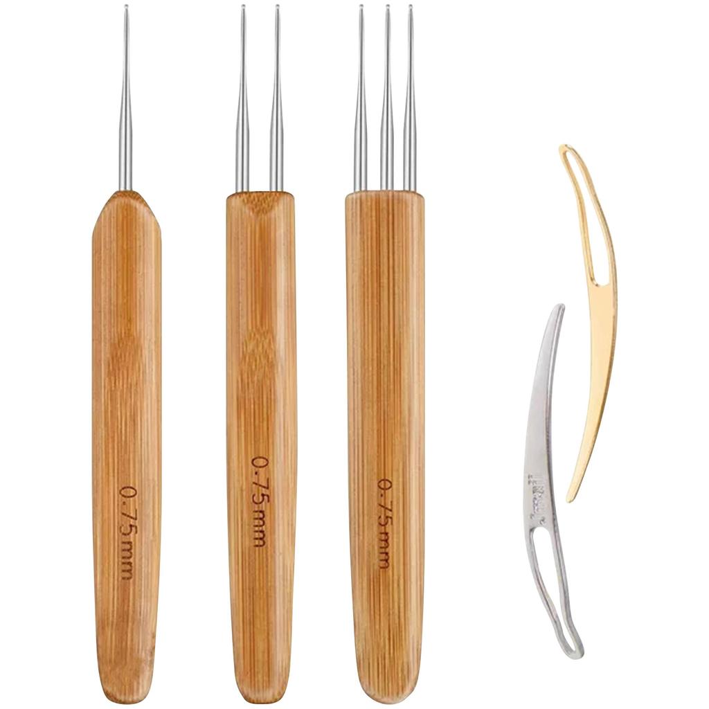 Carbonized Bamboo- Handle Crochet Reggae Dirty Debate Hair Extension Crochet Double-headed Three-headed Dirty Braid Hook Wig Crochet Hair Piercer