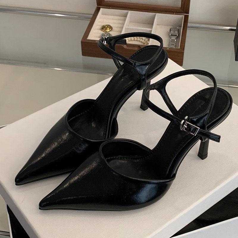 

Fashion Fashion Ankle Strap Women Heels Pumps Shoes Mules New In 2025 Female Pointed Toe Footwear Shallow Ladies High Heels Shoes Sandal 35 чёрный