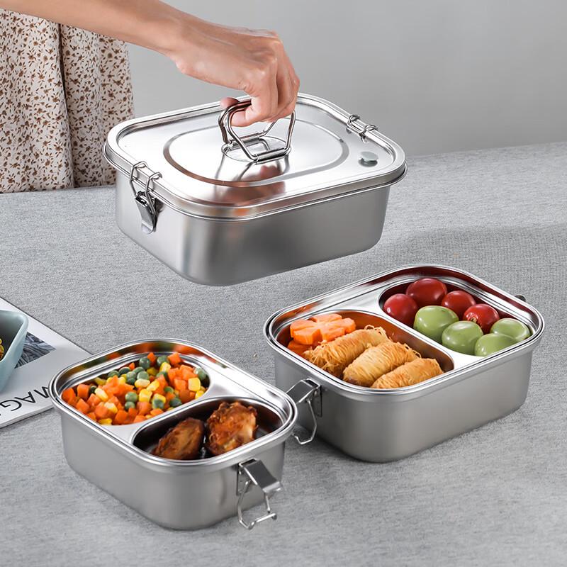 UOSU 304 Stainless Steel Portable 3-Compartment Double-Layer Lunch Box