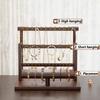 Solid Wood Jewelry Rack Counter Desktop Jewelry Display Stand Retro Walnut Color Bracelet Necklace Organizer Display Holder