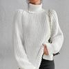 Women's Fashion Casual Fall Winter Solid Color Print Long Sleeve High Neck Sweaters