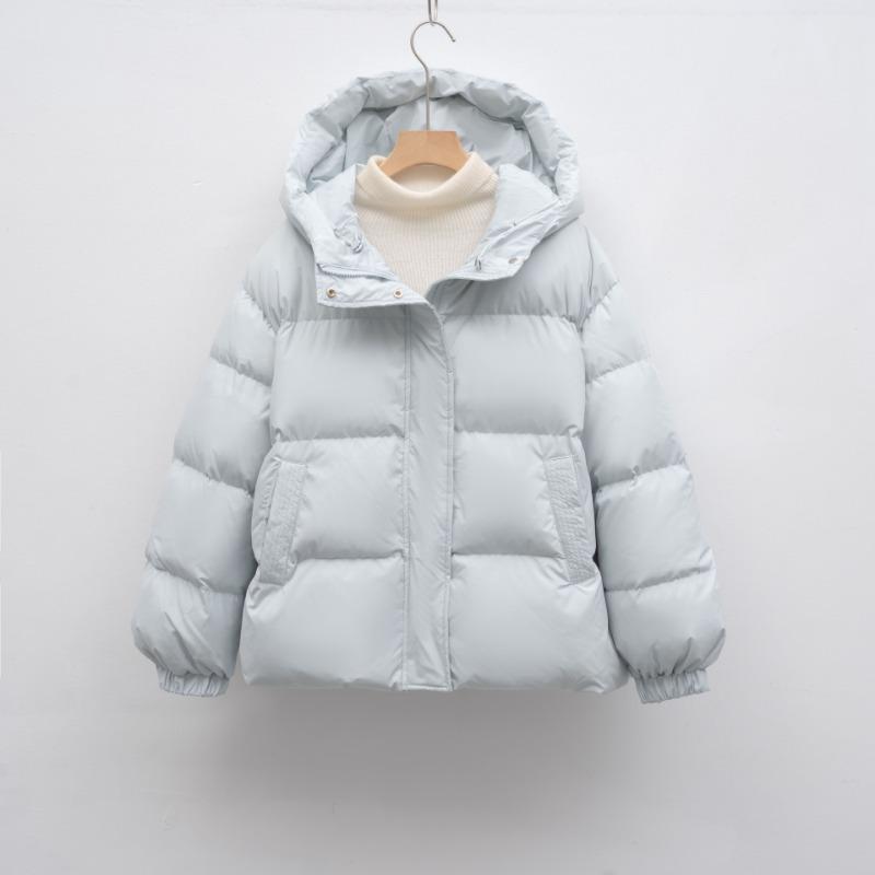 Down Jacket Loose White Duck Down Solid Color Simple Hooded Women's New Winter Warm Thickened Coat Tide