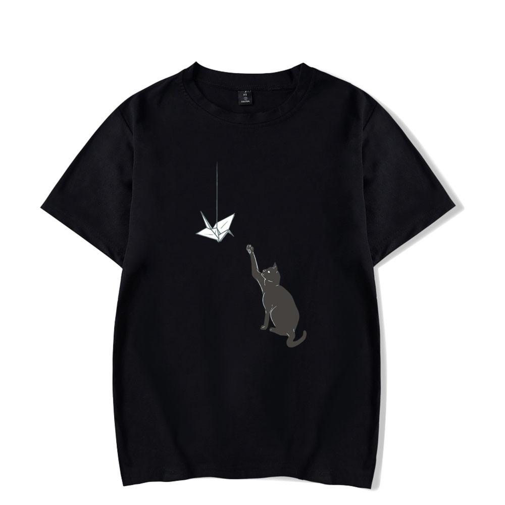 

Origami Cat Women T-Shirt Korean Style Printed Casual Ulzzang Tee Tops Fashion Women Clothes Summer Streetwear Tshirt Femme S білий