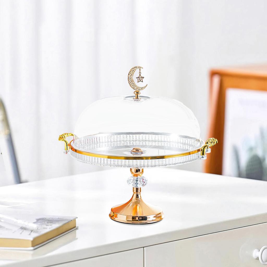 Cake Stand with Dustproof Lid Elegant Pastry Display Tray for Bakery Birthday and Christmas Celebration