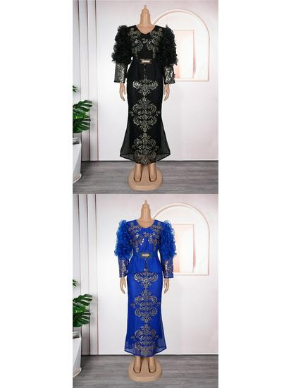 Plus Size Rhinestone Beaded V-neck Evening Dress for Women