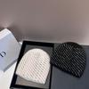 Winter Knit Beanie Rabbit Fur Striped Warm Soft Fashion Small Fragrance Hat Outdoor
