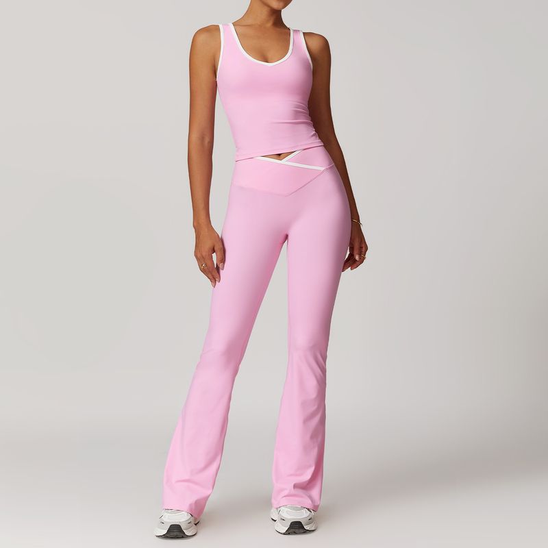 Guangzhou Zechuang Clothing Co., Ltd. Cross High Top Sports Suit Women's Contrast Color Open Back Tight Nude Feel Yoga