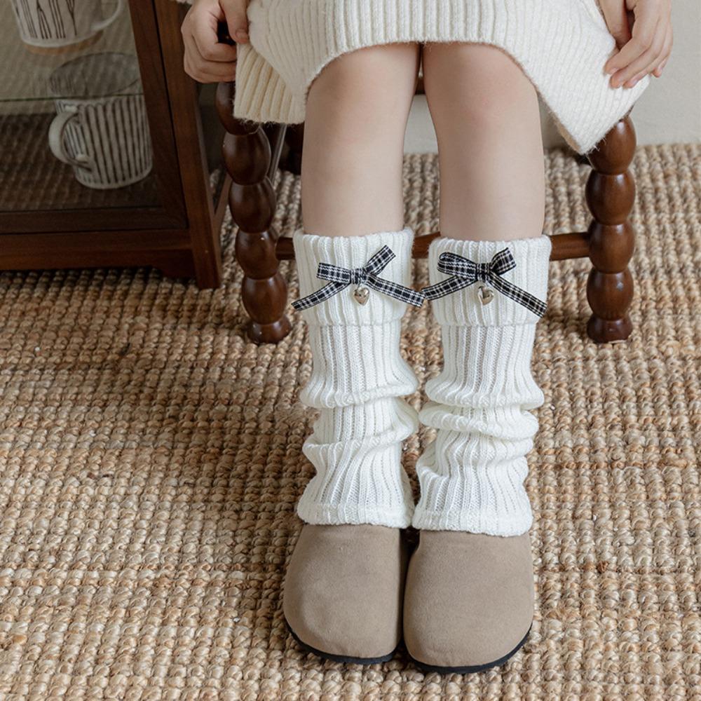 Kawaii High Elastic Kids Leg Warmers Bow Trim Sweet Style Lolita Style Socks Knitted Long Stockings Children Wear