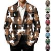 Chaqueta de traje casual de pana para hombre con estampado navideño para fiesta de fin de año