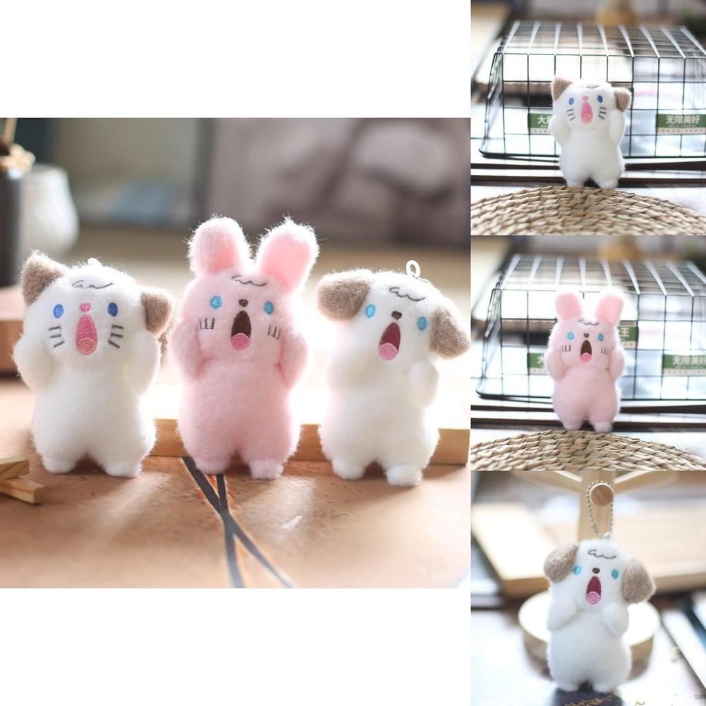 Adorable Plush Screaming Dog Keychain Soft Stuffed Animal Bag Charm