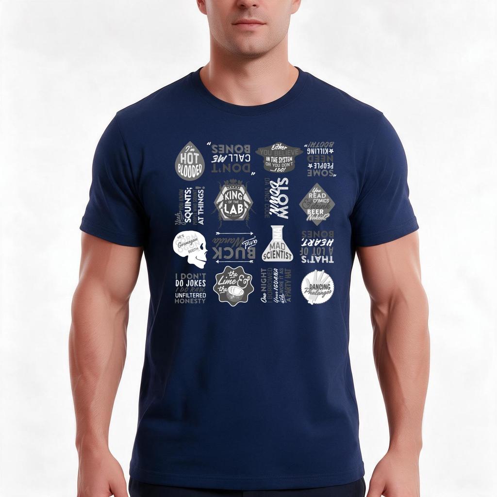 Bones Tv Collage Tshirt Summer Casual Cotton Tee Oversized Streetwear Tops Vintage Graphic Print Loose Fit Short Sleeve