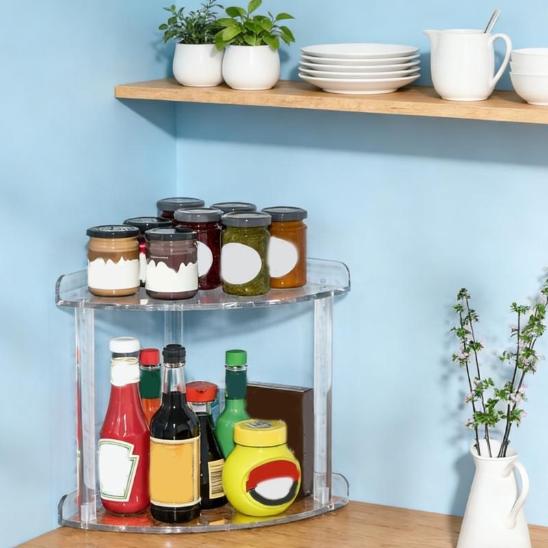 Acrylic Organizers Shelf Two Levels for Efficient Storage in Small Corner Easy to Assemble and Cleaning