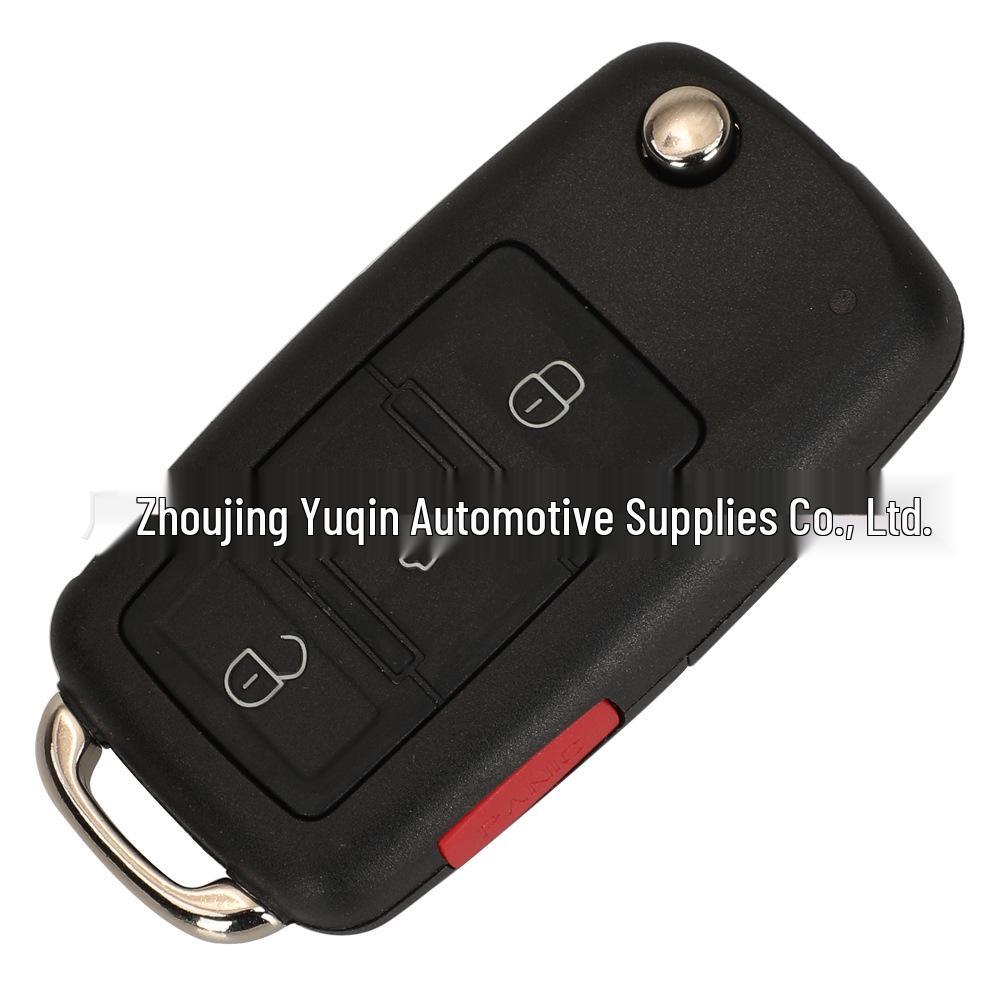 Replacement 3/4-Button Folding Remote Key Shell for Skoda, Volkswagen, Touareg, and Phaeton - Panic Button Included
