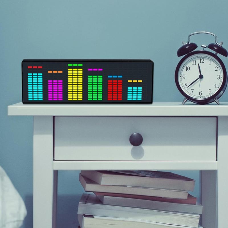 LED Music Spectrum Display RGB Colorful 1624 Segment Rhythm Light Level Voice Sensor Clock Display 384 LEDs 20 Dynamic