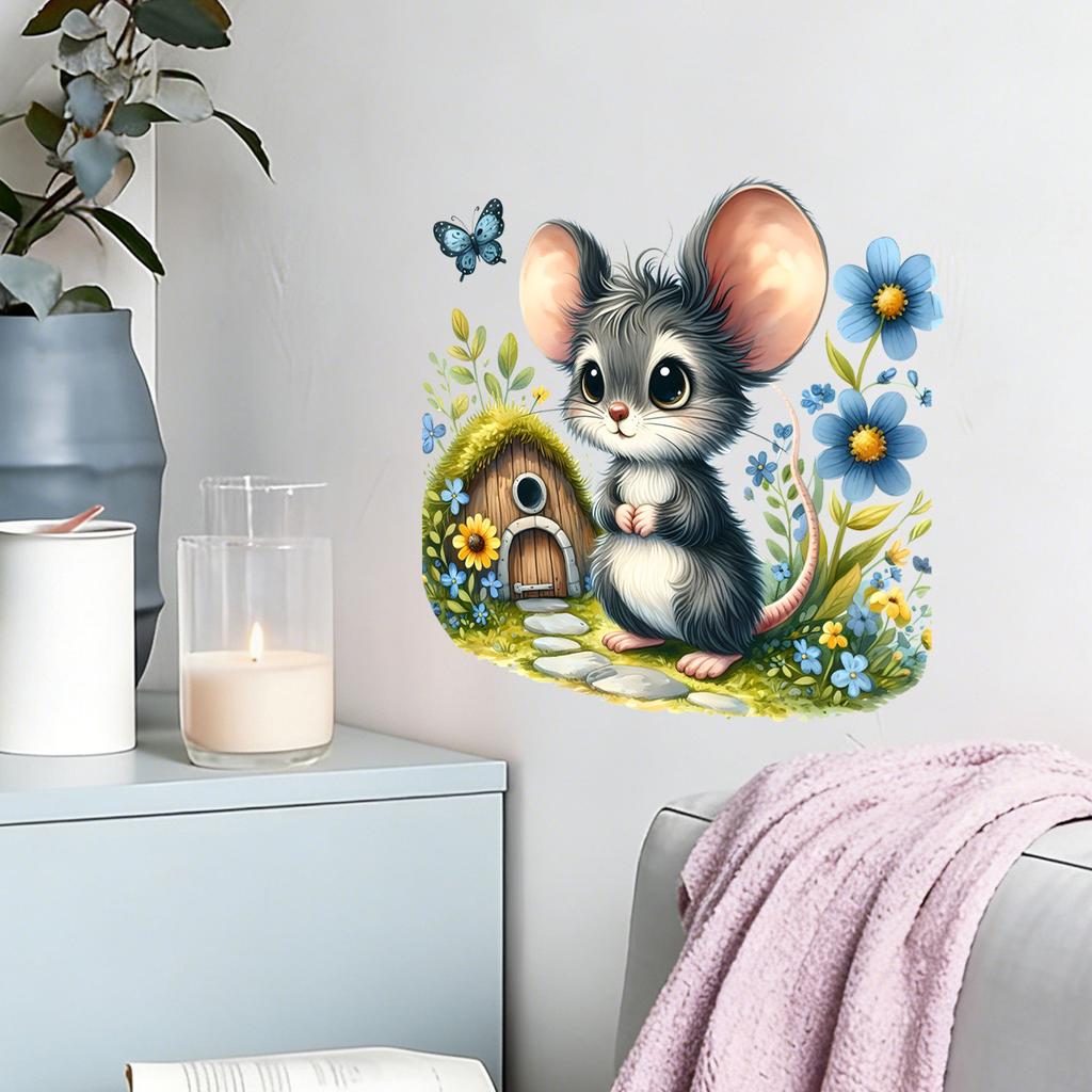 Creative Cartoon Cute Mouse Wall Stickers for Children's Room, Bedroom, Study and Living Room Wall Decoration Stickers