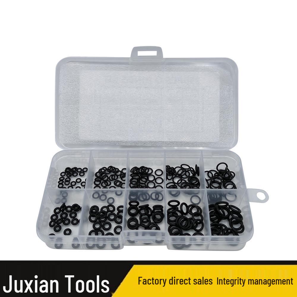 

250-Piece High-Temperature Black Nitrile Rubber O-Ring Set with 10-Grid Organizer