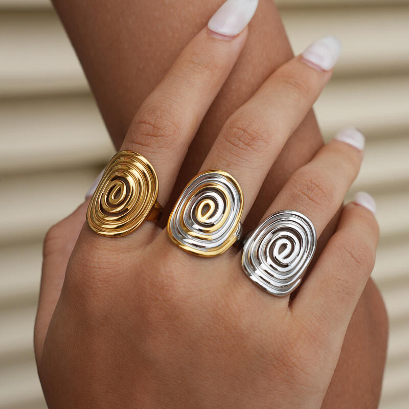 Stainless Steel Threaded Rotating Rings for Women Men Personality Gold Silver Color No Fade Opening Rings Jewelry Accessories