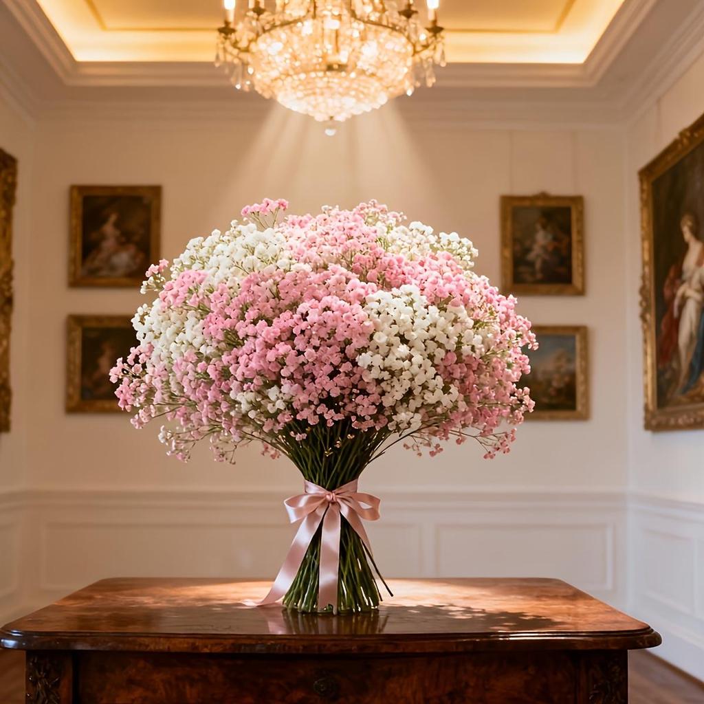 20 buketter av rosa och vita blommor, Realistisk beröring, Simulerade blommor, Centerpiece för årsdagar, Bröllop, Förlovningar, Hotell, Trädgårdar