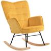 Vintage Rocking Chair, Curved Runners, Thick Padding, Beechwood and Steel, Yellow