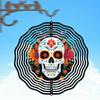 Vibrant Day of the Dead Skull Wind Chime Colorful Floral Skeleton Design 2D Rotating Outdoor Garden Art Festive Wall Decor for Home Yard