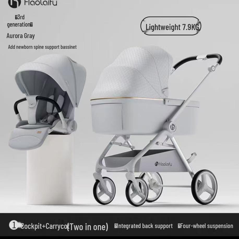 Convertible High Landscape Baby Stroller: Lightweight, Foldable, for Infants & Toddlers Aged 0-3 Years