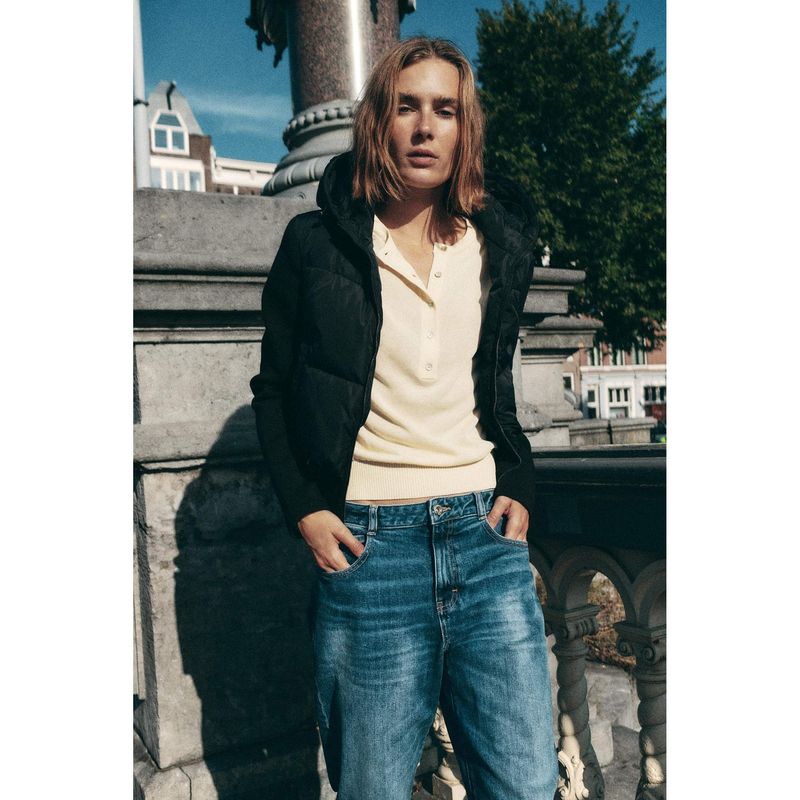 Za Autumn New Women Clothes 2025 Western Style Fashion Zip-up Slim Fit Hood Cotton-padded Jacket Outerwear 8073224