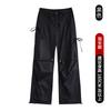 Bow overalls women's spring new paratrooper pants high waist wide legs thin lace-up casual sports pants