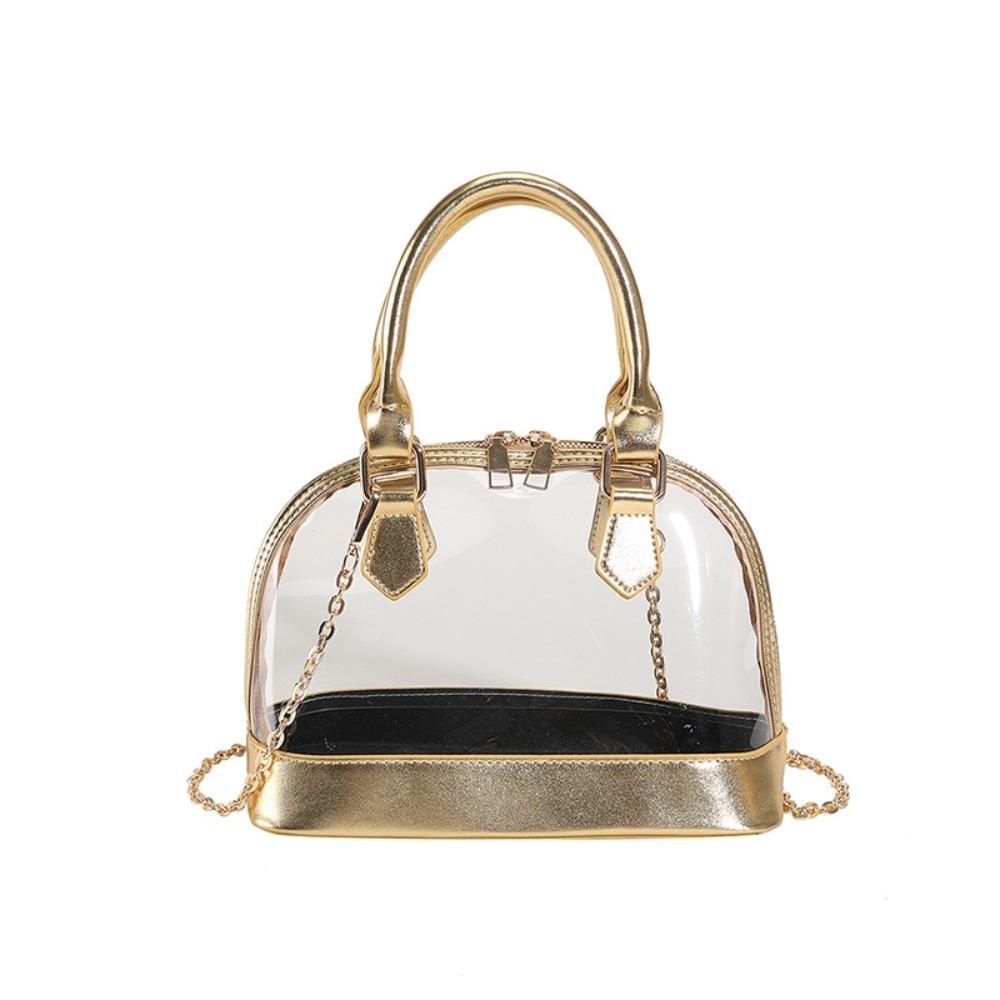 Elegant PU Leather Handbag Shell Shape Casual Messenger Purse Transparent Jelly Handbag  Girls