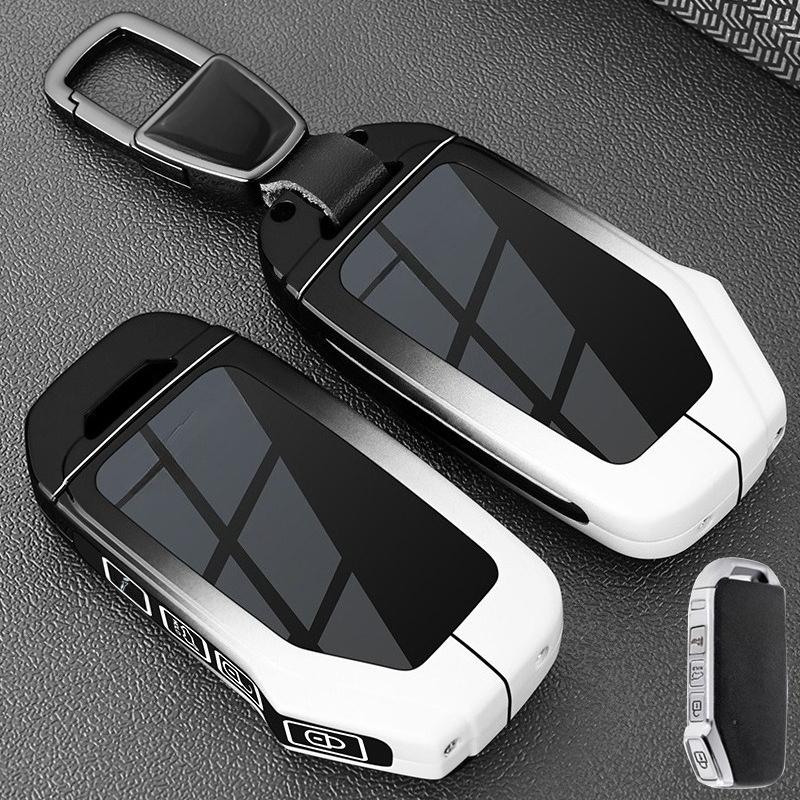 Zinc Alloy Key Cover Case for KIA K3/Seltos/EV5/Sportage/Stonic/KX3/Sportage/EV9 - Protective Key Fob Shell Key Bag Chain