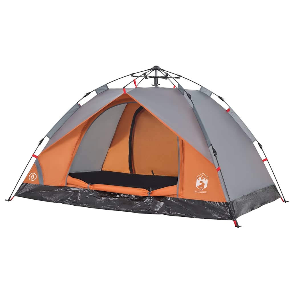 Dome Camping Tent for 3 Persons Grey and Orange Quick Release System