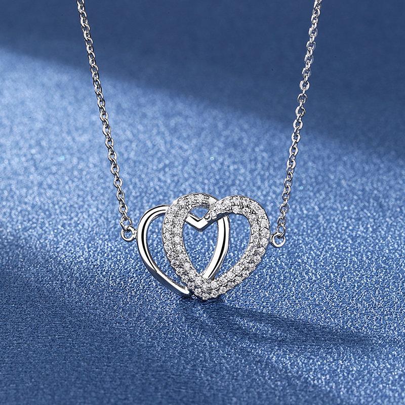 925 Silver Necklace For Women Round Pendent Sparkling Pave CZ Necklace Fashion Anniversary Birthday Jewelry Gifts N755