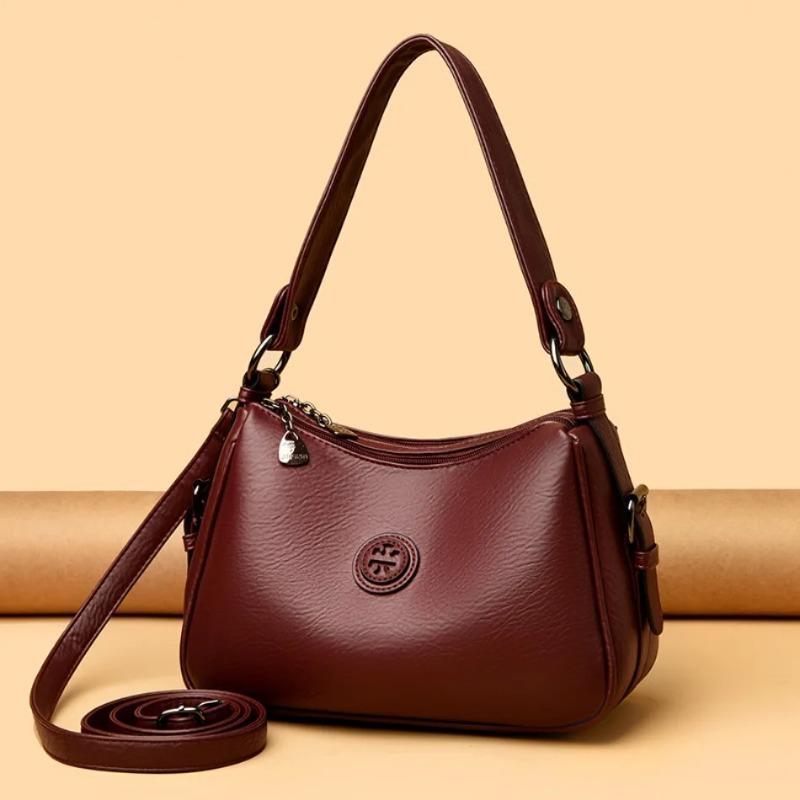 Fashionable Women's Shoulder Bag, Soft PU Leather Crossbody Bag, Solid Color Handbag, Suitable for Daily Use, Shopping, Commuting
