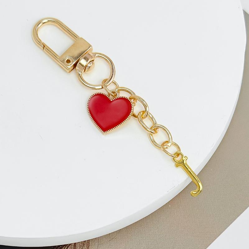Metal Heart Letter Keychain Fashion A-Z Initial Keyring Charms Car Key Holders Bag Pendant Accessories Valentine'S Day Gift
