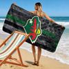 "Wild Nature Bear Logo with Forest Sunset" Patterned beach towel quick dry perfect for travel outdoor sports jogging the beach and swimming