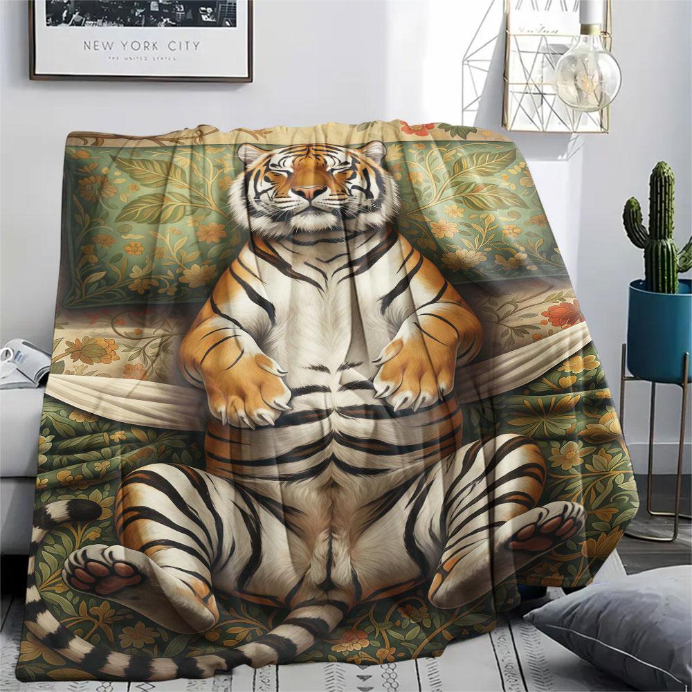 1Pc Sleepinganimals Print Flannel Blanket, High quality Comfortable for All Seasons, Home Decor, Warmth and Comfort, Perfect for Christmas Gifts