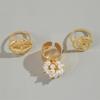 Punk Gothic Übertrieben Lip Imitation Perle Ringe Vintage Metall Geometrische Spirale Ring Set für Frauen Mode Charme Finger Schmuck