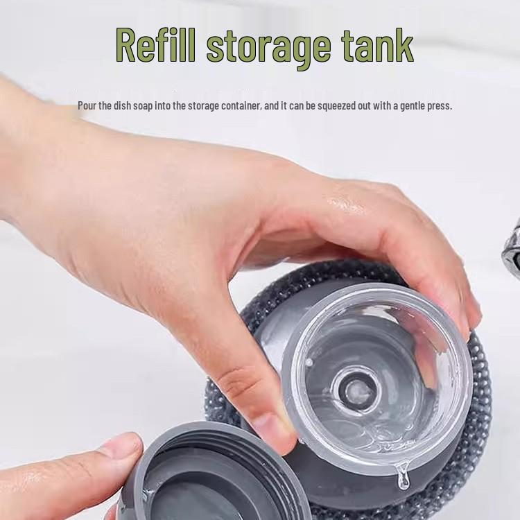 0.01 Offer: Automatic Liquid Dispensing Dishwashing Brush - Press-Type Pot Brush for Easy Cleaning