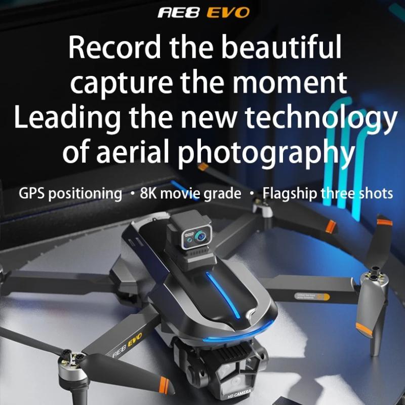 AE8 EVO GPS Drone 8K Professional HD Three Camera with Screen 5G WIFI 360°Obstacle Avoidance Brushless Rc Quadcopter FPV 5G WIFI Transmission UAV