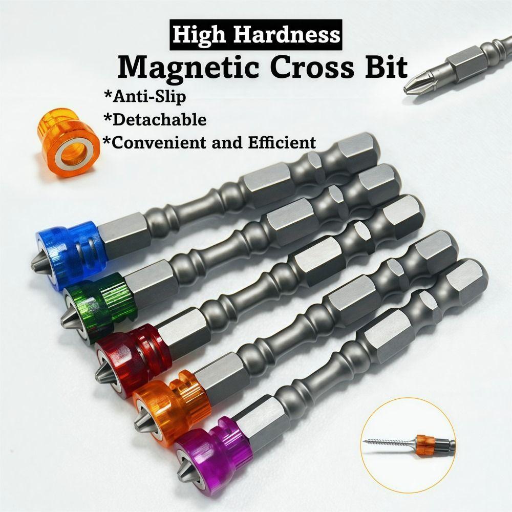5Pcs Magnetic Screwdriver Bit Drill High Hardness Sturdy Electric Screwdriver Bits Durable Cross-head Hexagonal Screwdriver Bit