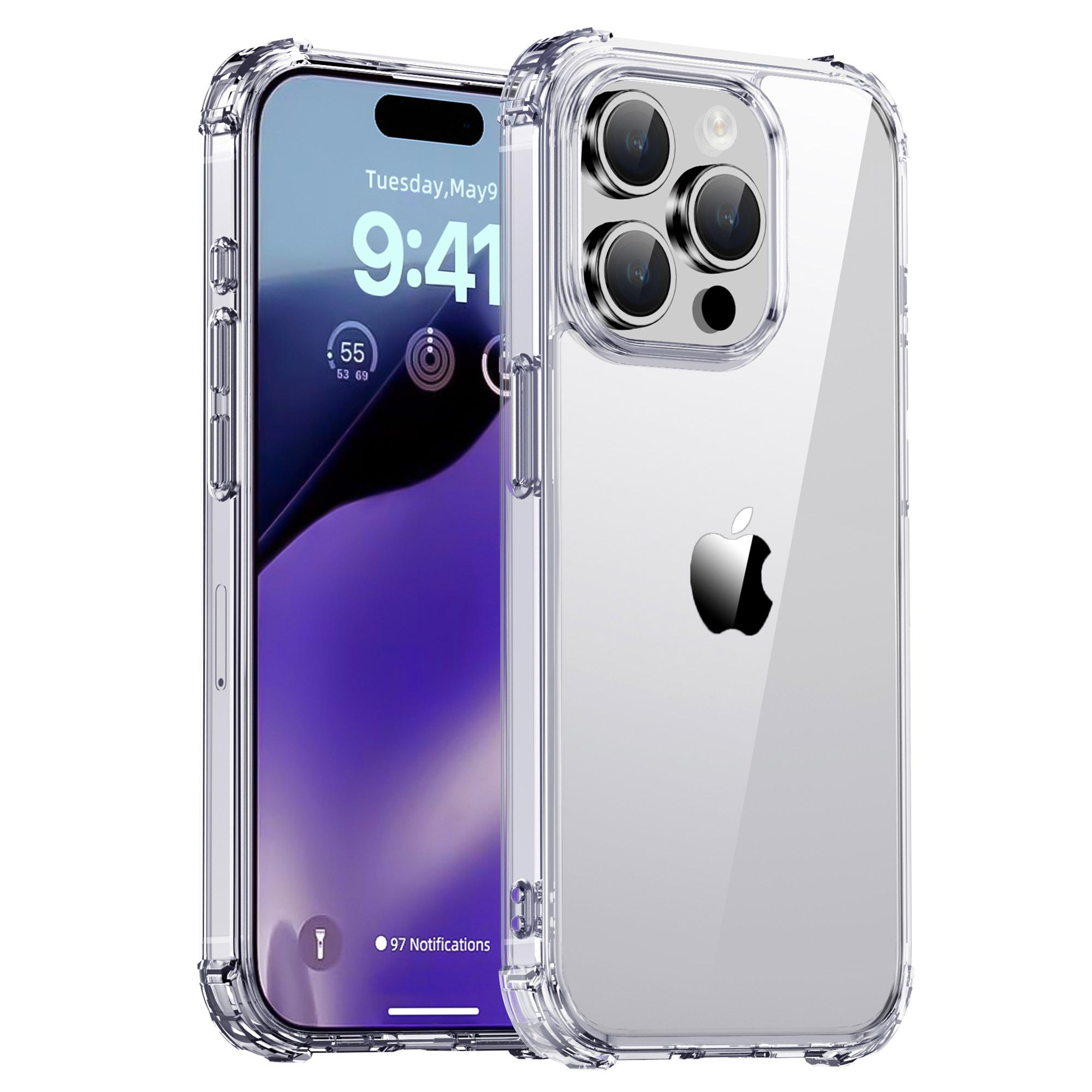 

Противоударный чехол для телефона IPAKY для iPhone 15 Pro Max, Жесткая ПК задняя панель, ТПУ рамка, Прозрачный чехол для телефона A