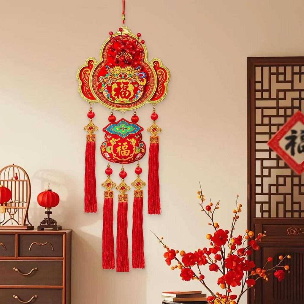 Chinese New Year Hanging Decorations 100x33cm Bedroom Housewarming Farmhouse Celebration Holiday with Tassels Fu Characters