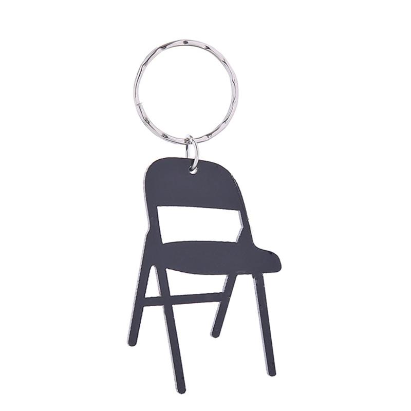 Acrylic Mini Backrest Chair Charm Keychain Folding Chair Keyring Backpack Charm чёрный