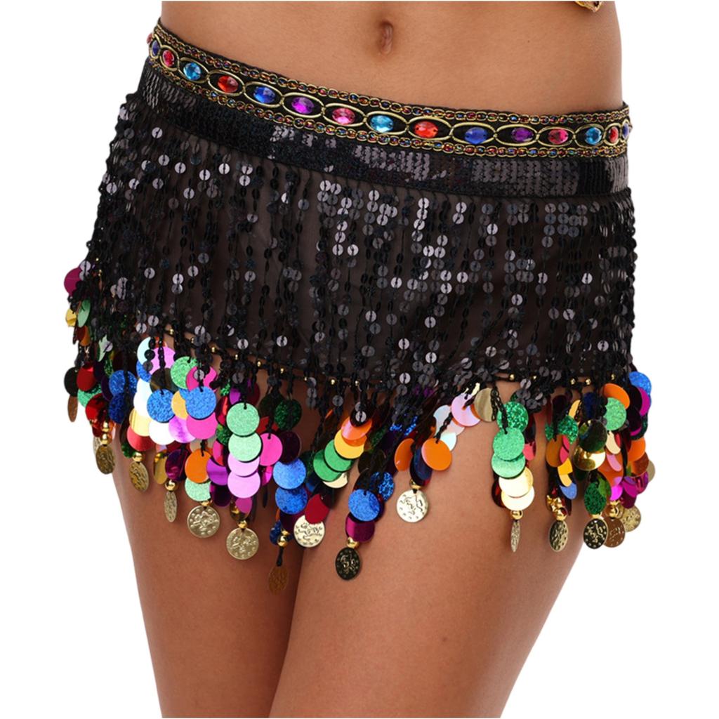 Damen Bauchtanz Hüfttuch, Hüftkette Hüfttuch, Quasten Chiffon Auftrittskleid, Hüfttuch, Breiter Bauchbedecker