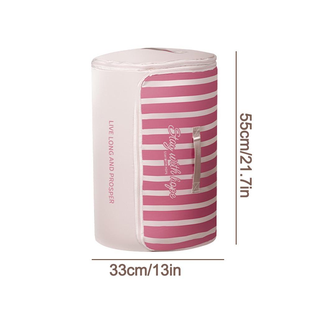 Cylindrical Quilt Compression Bags Large Capacity Stripe Household Quilt Foldable Storage Bag Storage Organization Tools