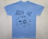 Stoked Surf and Art Brand V/S Valle Ski Sketch Collage T Shirt Small Blue