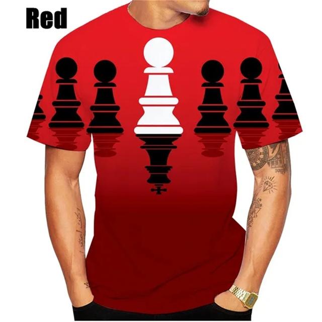 Schach Herren T-Shirt 3D-Druck Schach T-Shirt Modisches Kurzarm-Hip-Hop-T-Shirt Lockeres Freizeit-T-Shirt Atmungsaktives Bequemes Oberteil