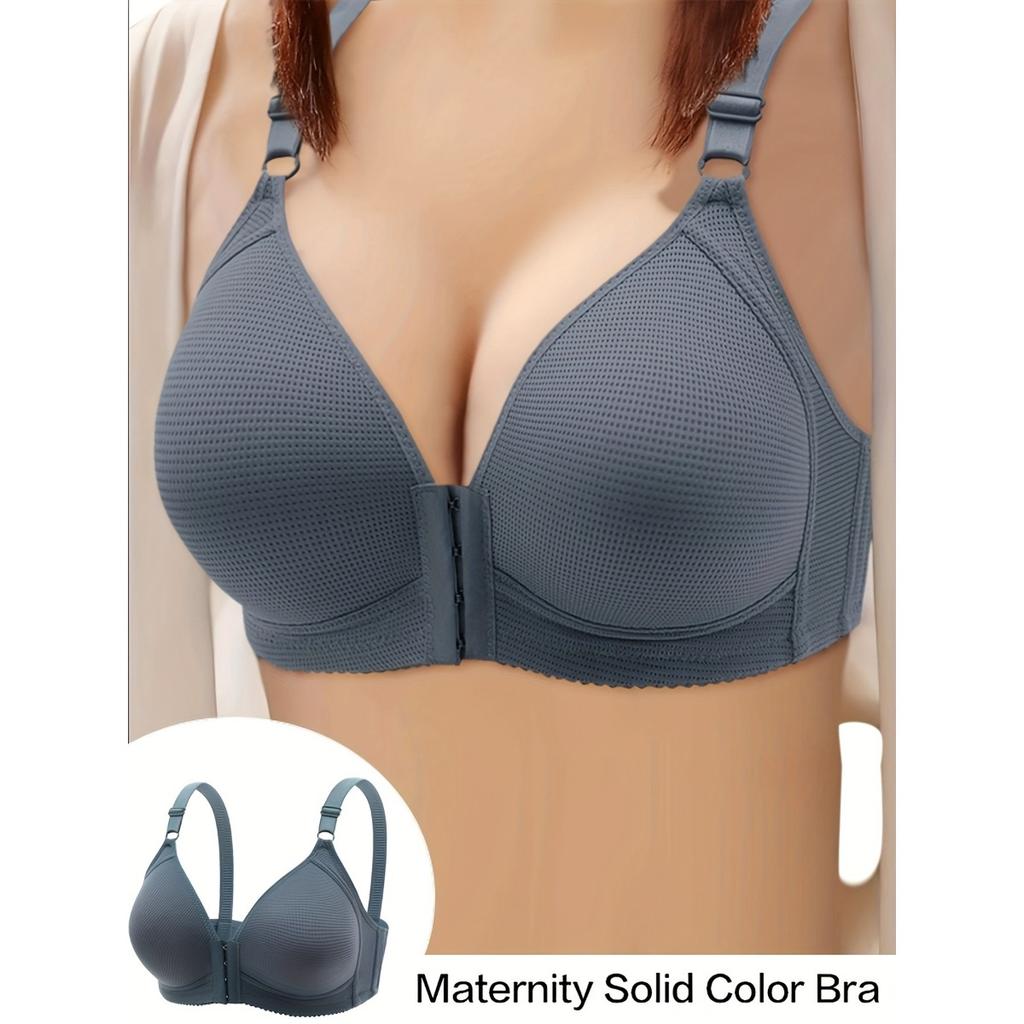Front Clasp Design, Adjustable Straps, Non-removable Pads, Textured Fabric Provides Support and Comfort for All-season Wear, Black, Comfort Underwear