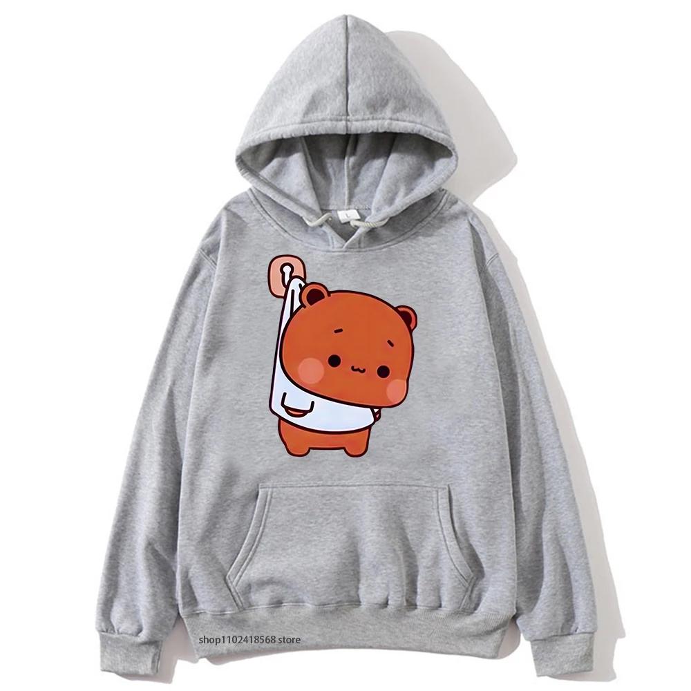 

Милые Бубу и Дуд висят на стене Смешное худи Панда и Мишка Брауни Графическая толстовка Одежда 3XL